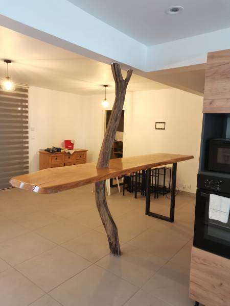 Table bois brut piètement bois et et métal  à Parentis en Born